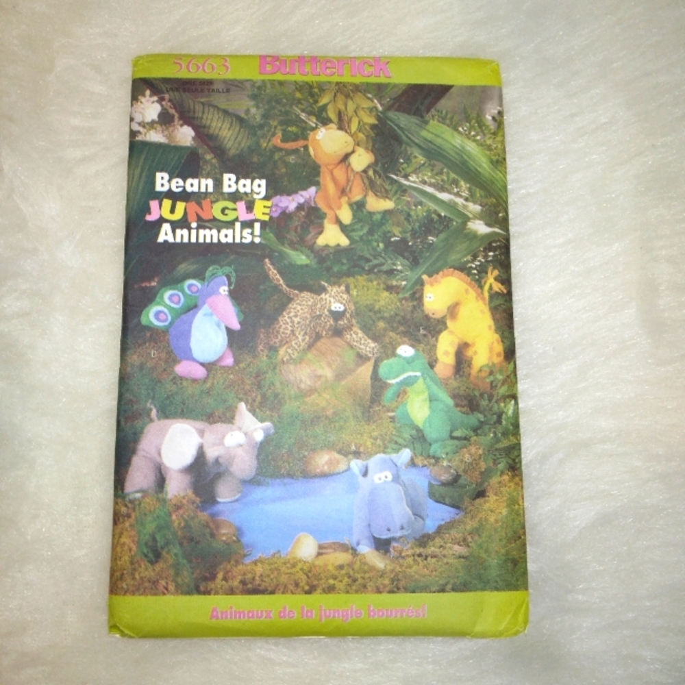 Butterick 5663 Bean Bag Jungle Animals